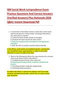 NM Social Work Jurisprudence Exam  Practice Questions And Correct Answers  &lpar;Verified Answers&rpar; Plus Rationale 2026  Q&A&vert; Instant Download Pdf 