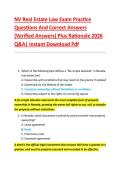 NV Real Estate Law Exam Practice  Questions And Correct Answers  &lpar;Verified Answers&rpar; Plus Rationale 2026  Q&A&vert; Instant Download Pdf 