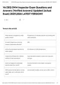 VA DEQ SWM Inspector Exam Questions and Answers &lpar;Verified Answers&rpar; Updated &lpar;Actual Exam&rpar; 20252026 LATEST VERSION&excl;&excl;