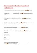 Pharmacology Final Exam Questions with well  verified answers  Phenothiazines&comma; like chlorpromazine&comma; are used to treat&lowbar;&lowbar;&lowbar;&lowbar;&lowbar;&lowbar;&lowbar;&lowbar;&lowbar;&lowbar;&lowbar;&period; - answer☑️️&period;Psychosis  A1 Blockers have &lowbar;&lowbar;&lowbar;&lowbar;&lowbar;&lowbar;&lowbar;&lowbar;&lowbar;&lowbar; as an adverse effect&period; - answer☑️️&period;Hypotension &lpar;They work too  well&rpar;  Which