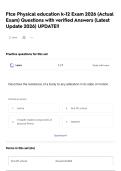 Ftce Physical education k-12 Exam 2026 &lpar;Actual Exam&rpar; Questions with verified Answers &lpar;Latest Update 2026&rpar; UPDATE&excl;&excl;