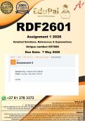 RDF2601 Assignment 1 QUIZ &lpar;COMPLETE ANSWERS&rpar; 2026 - DUE 7 May 2026