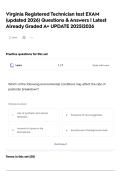 Virginia Registered Technician test EXAM &lpar;updated 2026&rpar; Questions & Answers &vert; Latest Already Graded A&plus; UPDATE 2025&vert;2026