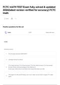 FCTC MATH TEST Exam   fully solved & updated 2026&lpar;latest version verified for accuracy&rpar; FCTC Math