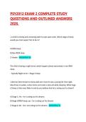PSY2012 EXAM 2 COMPLETE STUDY QUESTIONS AND OUTLINED ANSWERS 2026&period;