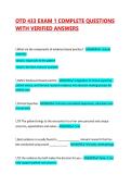 OTD 433 EXAM 1 COMPLETE QUESTIONS WITH VERIFIED ANSWERS