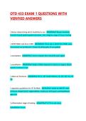 OTD 433 EXAM 1 QUESTIONS WITH VERIFIED ANSWERS