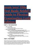 2026&sol;2027 Complete Test Bank for Seidel's Guide to Physical Examination&comma; 10th Edition - Advanced Assessment Q&A with Rationales