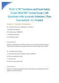 WGU C787 Nutrition and Food Safety Exam 2026&sol;2027 Actual Exam &vert; 140 Questions with Accurate Solutions &vert; Pass Guaranteed - A&plus; Graded