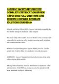 INCIDENT SAFETY OFFICER TCFP COMPLETE CERTIFICATION REVIEW PAPER 2026 FULL QUESTIONS AND EXPERTLY DEFINED ACCURATE SOLUTIONS GRADED A&plus;