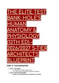 Complete Test Bank for Hole's Human Anatomy & Physiology &lpar;13th Edition&rpar; &ndash; 2026&sol;2027 Clinical Blueprint  