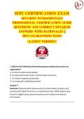 SFPC CERTIFICATION EXAM  SECURITY FUNDAMENTALS  PROFESSIONAL CERTIFICATION GUIDE  QUESTIONS AND CORRECT DETAILED  ANSWERS WITH RATIONALES &vert;&vert;   100&percnt; GUARANTEED PASS&excl;&excl;    <LATEST VERSION>