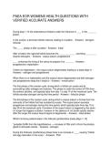 PAEA EOR WOMENS HEALTH QUESTIONS WITH VERIFIED ACCURATE ANSWERS