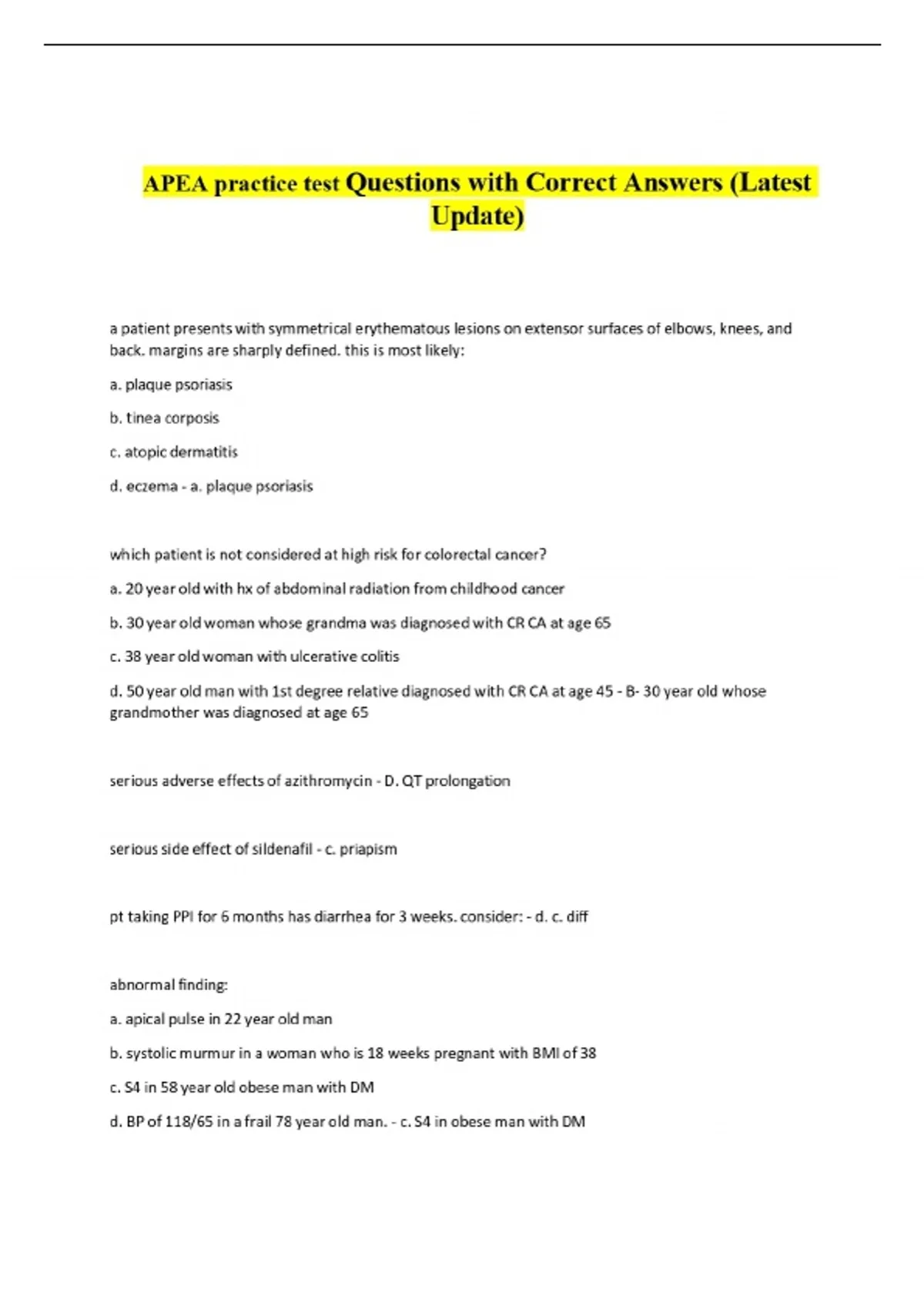 APEA practice test Questions with Correct Answers (Latest Update ...