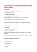 Community Nursing Final Exam-AV questions wiyh well  verified answers  Define advocacy&period;  promoting and protecting health of individuals and communities - collaborating with stakeholders - facilitating access to care services - actively engaging decision-m