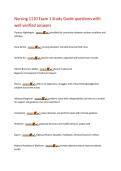 Nursing 1110 Exam 1 Study Guide questions with  well verified answers  Florence Nightingale - answer☑️️&period;&period;identified the connection between unclean conditions and  infection  Clara Barton - answer☑️️&period;&period;nursing education&comma; founded American Red Cross  Dorthea 