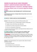 RHODE ISLAND BLUE CARD FIREARMS SAFETY CERTIFICATION EXAM PREP 2026 &vert; Verified Questions & Answers&comma; Handgun Safety Training&comma; State Laws & License Approval Study Guide
