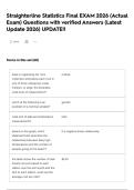Straighterline Statistics Final EXAM 2026 &lpar;Actual Exam&rpar; Questions with verified Answers &lpar;Latest Update 2026&rpar; UPDATE&excl;&excl;  
