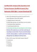 Certified SOC Analyst &lpar;CSA&rpar; Questions And  Correct Answers &lpar;Verified Answers&rpar; Plus  Rationales 2026 Q&A &vert; Instant Download Pdf