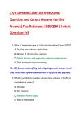 Cisco Certified CyberOps Professional  Questions And Correct Answers &lpar;Verified  Answers&rpar; Plus Rationales 2026 Q&A &vert; Instant  Download Pdf 