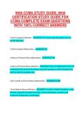NHA CCMA STUDY GUIDE&comma; NHA CERTIFICATION STUDY GUIDE FOR CCMA COMPLETE EXAM QUESTIONS WITH 100&percnt; CORRECT ANSWERS