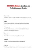 GOVT 2305 Midterm Questions and Verified Answers&vert; Updated