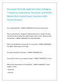 Tennessee Pesticide Applicator Exam &lpar;Category 7 Industrial&comma; Institutional&comma; Structural&comma; and Health Related Pest Control&rpar; Exam Questions With Correct Answers 