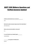 GOVT 2305 Midterm Questions and Verified Answers&vert; Updated