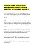 LETRS UNITS ONE THROUGH EIGHT VERIFIED PRACTICE SOLUTION 2026 QUESTIONS WITH ANSWERS GRADED A&plus;