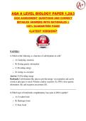 AQA A LEVEL BIOLOGY PAPER 1&comma;2&3   2026 &sol; 2027 ASSESSMENT QUESTIONS AND CORRECT  DETAILED ANSWERS WITH RATIONALES &vert;&vert;   100&percnt; GUARANTEED PASS&excl;&excl;    <LATEST VERSION>