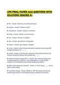 LPN FINAL PAPER 2026 QUESTIONS WITH SOLUTIONS GRADED A&plus;