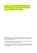 TEXAS ALL LINES ADJUSTER EXAM BRAND NEW LATEST UPDATED 2026 Q&A VERIFIED ANSWERS