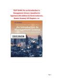 Test Bank For An Introduction To Management Science  Quantitative Approach 16th Edition By David Anderson&comma; Dennis Sweeney&period; All Chapters 1-21