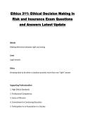 Ethics 311&colon; Ethical Decision Making in Risk and Insurance Exam Questions and Answers Latest Update
