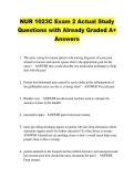 NUR 1023C Exam 2 Actual Study  Questions with Already Graded A&plus;  Answers