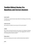 TestOut Ethical Hacker Pro Questions and Correct Answers