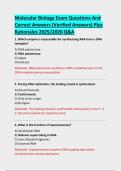 Molecular Biology Exam Questions And  Correct Answers &lpar;Verified Answers&rpar; Plus  Rationales 2025&sol;2026 Q&A 