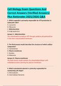 Cell Biology Exam Questions And  Correct Answers &lpar;Verified Answers&rpar;  Plus Rationales 2025&sol;2026 Q&A 