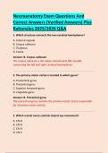 Neuroanatomy Exam Questions And  Correct Answers &lpar;Verified Answers&rpar; Plus  Rationales 2025&sol;2026 Q&A 