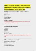 Developmental Biology Exam Questions  And Correct Answers &lpar;Verified Answers&rpar;  Plus Rationales 2025&sol;2026 Q&A 