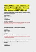 Medical Ethics Exam Questions And  Correct Answers &lpar;Verified Answers&rpar;  Plus Rationales 2025&sol;2026 Q&A 