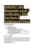 2026&sol;2027 ABC Wastewater Level 3 Certification&colon; Elite Test Bank&comma; Exam Q&A & Professional Primer