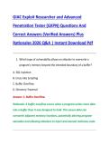GIAC Exploit Researcher and Advanced  Penetration Tester &lpar;GXPN&rpar; Questions And  Correct Answers &lpar;Verified Answers&rpar; Plus  Rationales 2026 Q&A &vert; Instant Download Pdf 