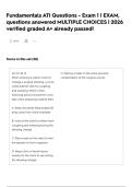 Fundamentals ATI Questions - Exam 1 &vert; EXAM&comma; questions answered MULTIPLE CHOICES &vert; 2026 verified graded A&plus; already passed&excl;