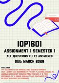 IOP1601 Assignment 1 &lpar;Quiz&rpar; Semester 1 Memo &vert; Due March 2026