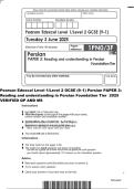 Pearson Edexcel Level 1&sol;Level 2 GCSE &lpar;9&ndash;1&rpar; Persian PAPER 3&colon; Reading and understanding in Persian Foundation Tier 2025 VERIFIED QP AND MS