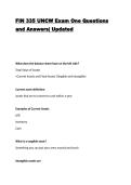 FIN 335 UNCW Exam One Questions and Answers&vert; Updated