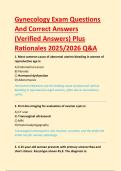 Gynecology Exam Questions  And Correct Answers  &lpar;Verified Answers&rpar; Plus  Rationales 2025&sol;2026 Q&A