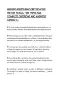 MASSACHUSETTS MAP CERTIFICATION PRETEST ACTUAL TEST PAPER 2026 COMPLETE QUESTIONS AND ANSWERS GRADED A&plus;