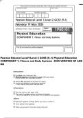 Pearson Edexcel Level1&sol;Level 2 GCSE &lpar;9&ndash;1&rpar; Physical Education COMPONENT 1&colon; Fitness and Body Systems 2025 VERIFIED QP AND MS